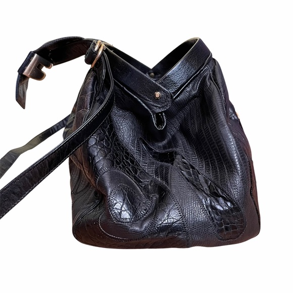 Vtg Sharif Reptile Leather Convertible Doctor Bag - Picture 8 of 12